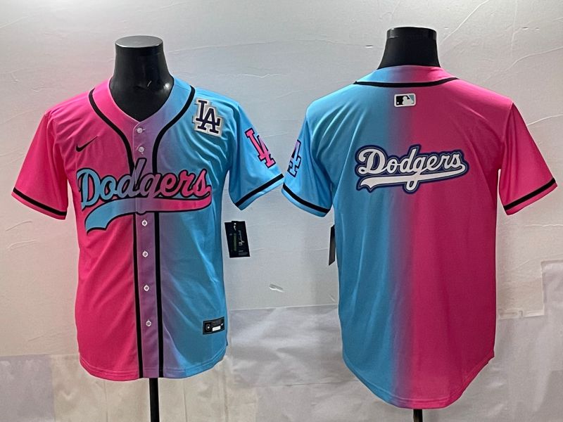 Men 2025 Los Angeles Dodgers Blank Blue pink Game Nike MLB Jersey style 0027